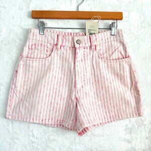 Faherty Topsail Shorts Womens 27 Pink Railroad Stripe High Rise Pockets NEW